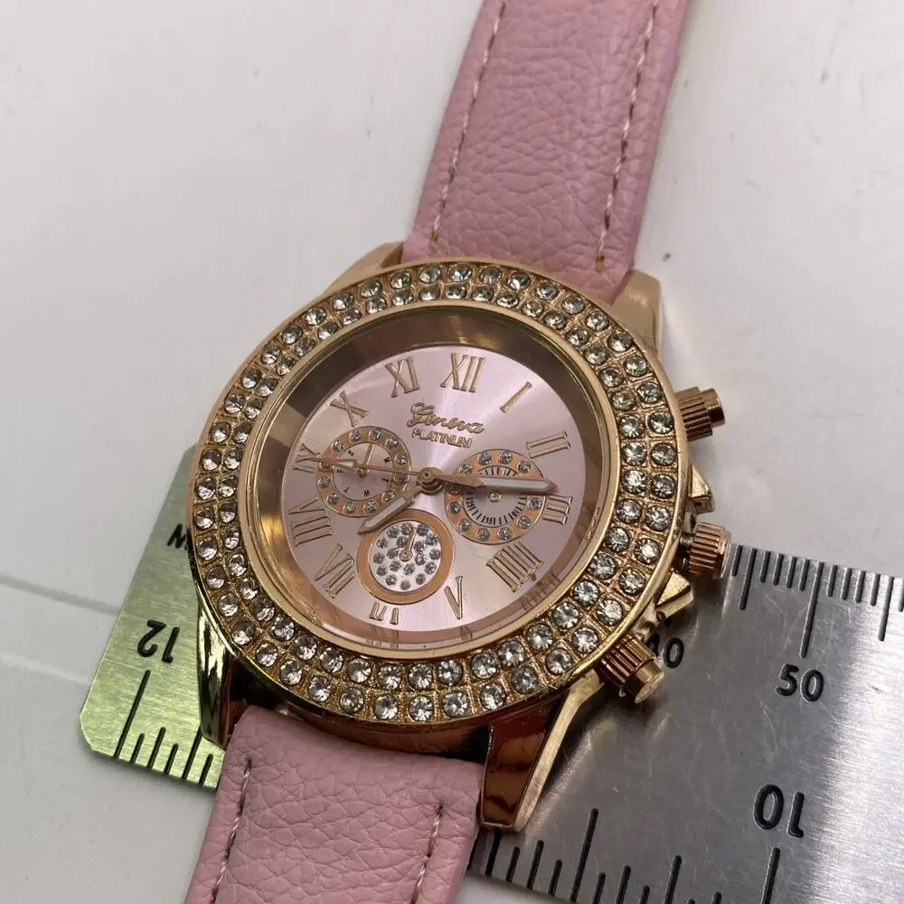 Geneva Gold Tone Pink Watch Works New Battery